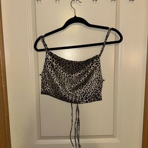 Leopard Print Tie Crop Top